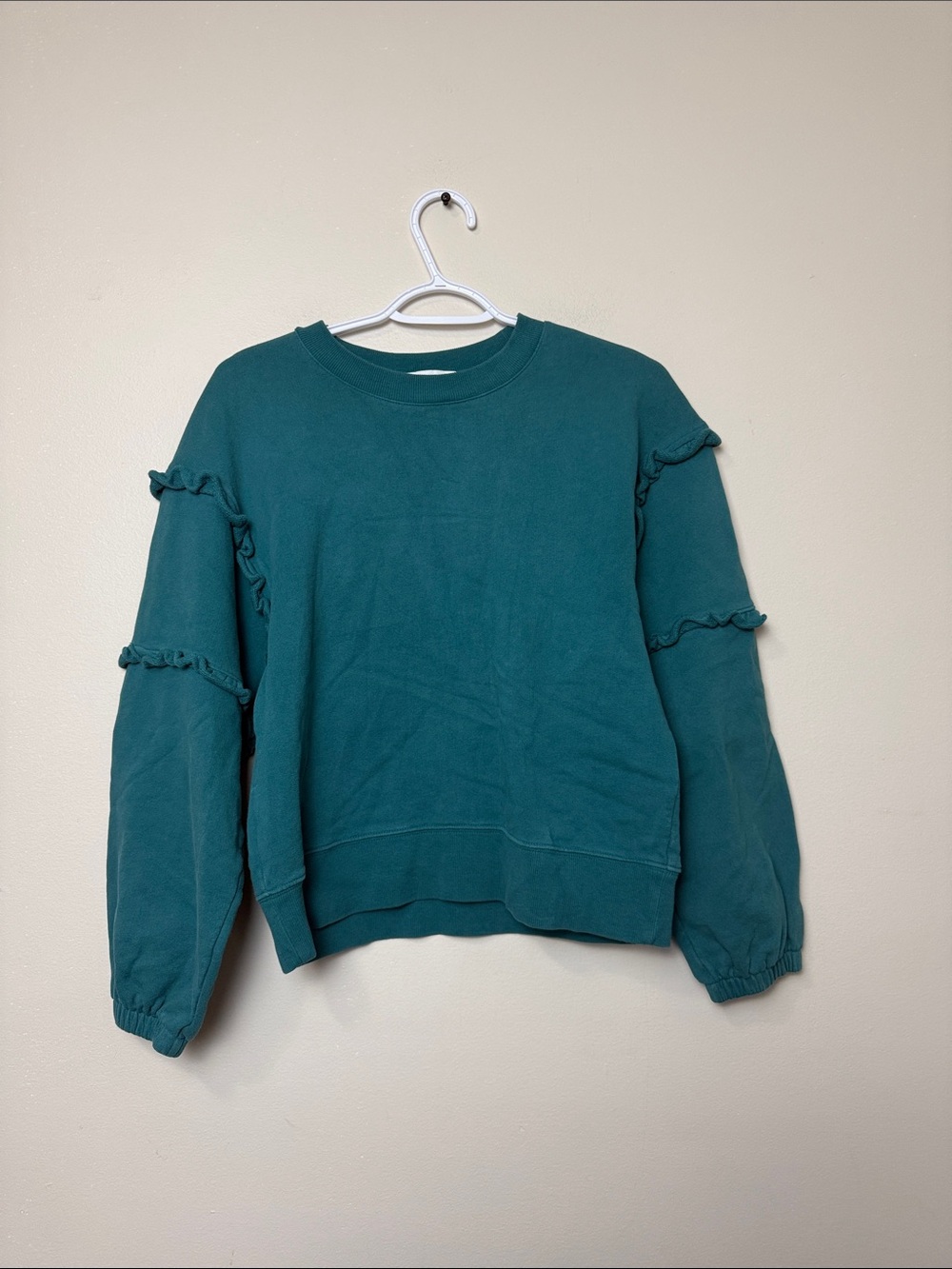 Rebecca Minkoff Teal Ruffle Sleeve Sweatshirt size S